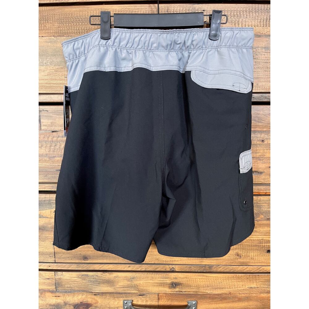 SPEEDO Men's Swim Trunks Black/Gray with 4-Way Comfort Stretch Sz L - Picture 4 of 9
